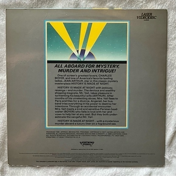 HISTORY IS MADE AT NIGHT (1937) Vintage LASER VIDEODISC - Picture 2 of 4